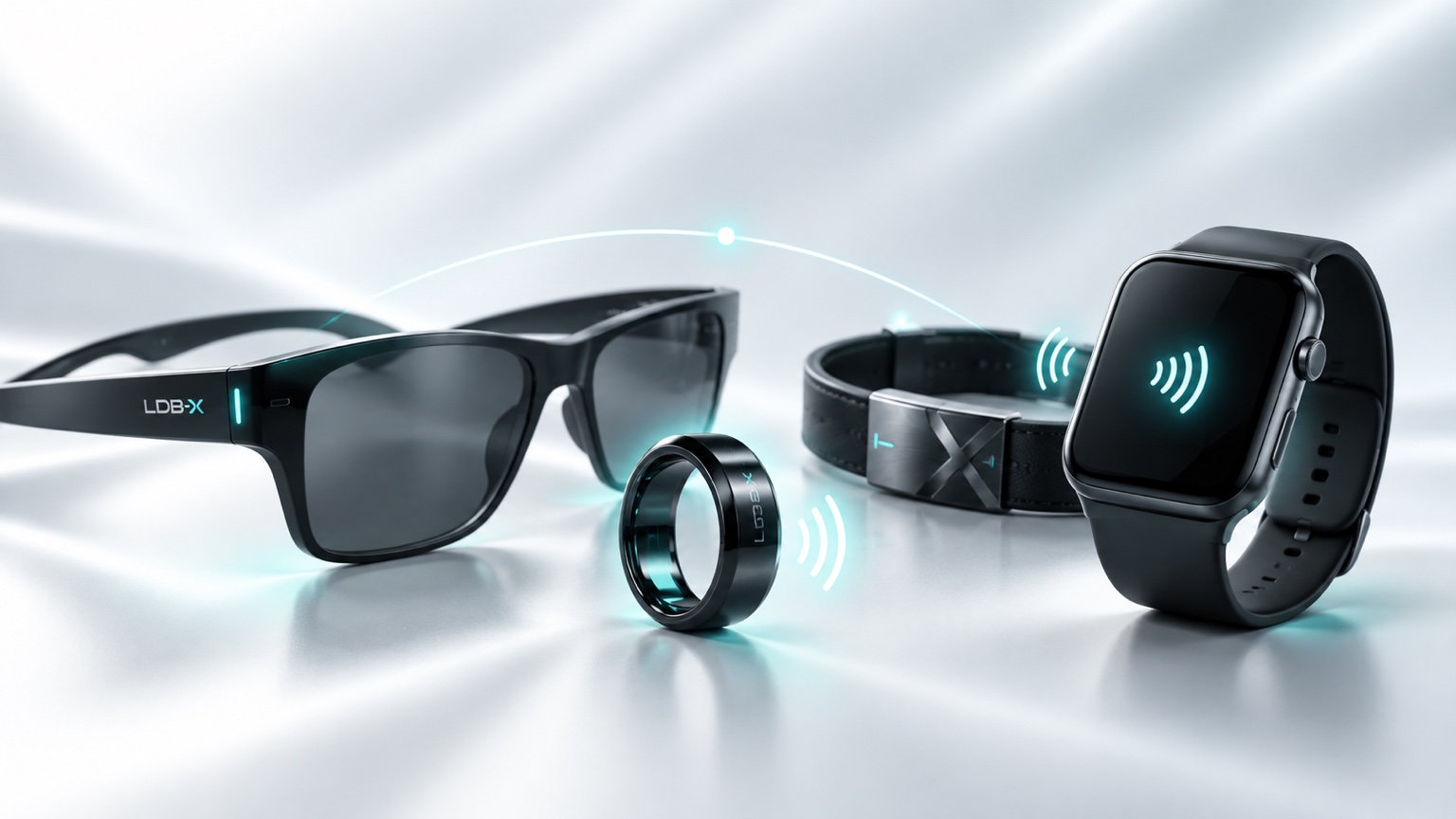 LDB-X wearable programme visual with glasses, ring, bracelet and watch